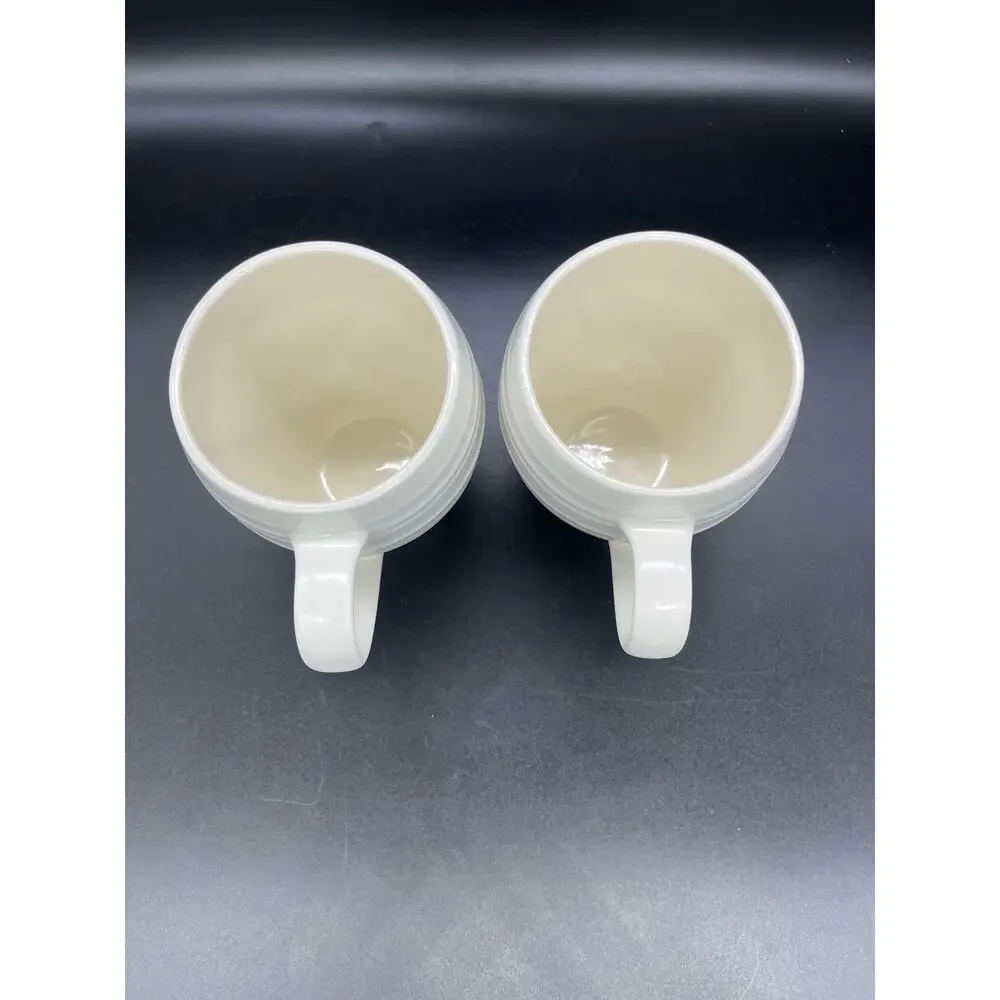 Mikasa White Swirl DJ100 Set of 2 Coffee Cups Mugs